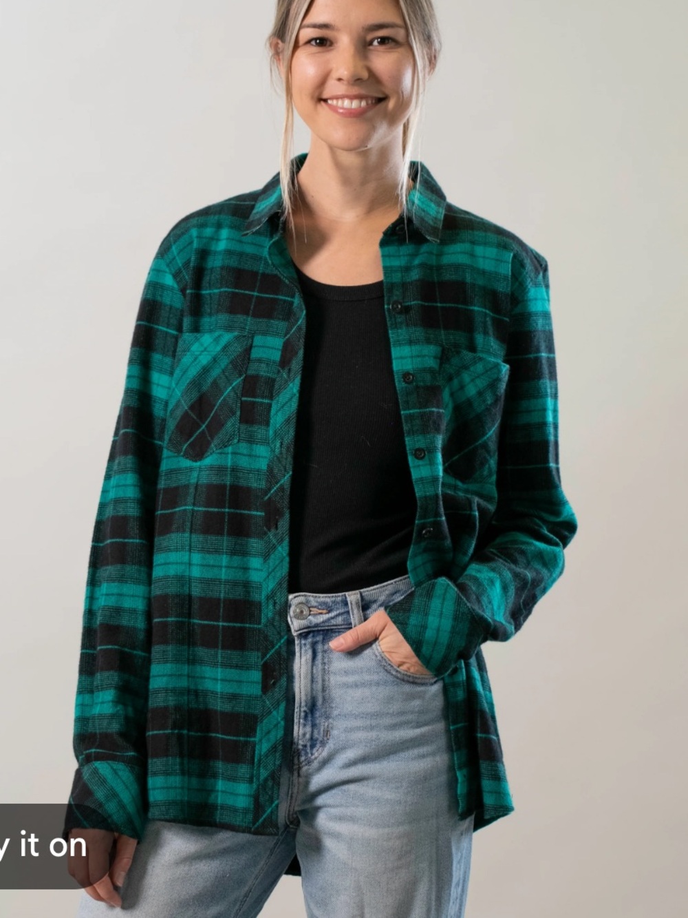 PLADRA Women's Every Day Flannel Shirt- Harbor Black small